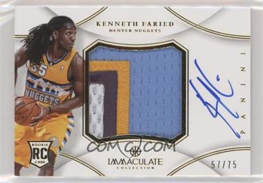 2012-13 Panini Immaculate Collection - Premium Patches Signatures #PP-KF - Kenneth Faried /75