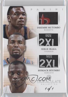 2012-13 Panini Immaculate Collection - Trios Materials - Prime Laundry Tags #27 - Dikembe Mutombo, Serge Ibaka, Bismack Biyombo /1