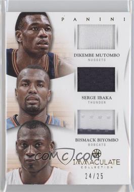 2012-13 Panini Immaculate Collection - Trios Materials #27 - Dikembe Mutombo, Serge Ibaka, Bismack Biyombo /25