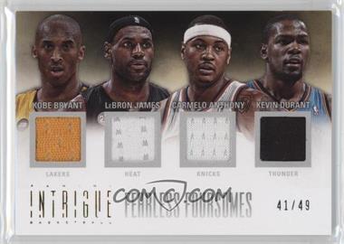 2012-13 Panini Intrigue - Fearless Foursomes Materials #1 - Kobe Bryant, LeBron James, Carmelo Anthony, Kevin Durant /49