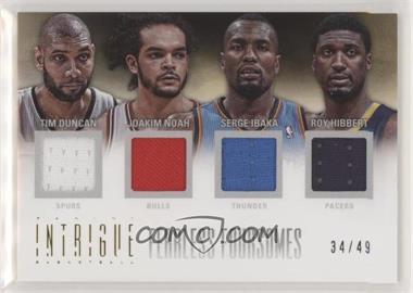 2012-13 Panini Intrigue - Fearless Foursomes Materials #6 - Tim Duncan, Joakim Noah, Serge Ibaka, Roy Hibbert /49