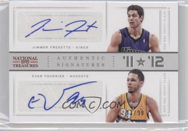 2012-13 Panini National Treasures - '11 vs '12 Signatures #80 - Evan Fournier, Jimmer Fredette /99