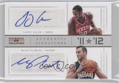 2012-13 Panini National Treasures - '11 vs '12 Signatures #83 - Lavoy Allen, Miles Plumlee /99