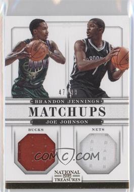 2012-13 Panini National Treasures - Matchups Materials #36 - Brandon Jennings, Joe Johnson /99