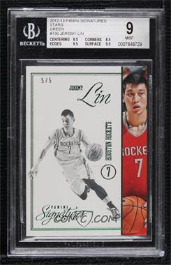 2012-13 Panini Signatures - Stars - Green #136 - Jeremy Lin /5 [BGS 9 MINT]