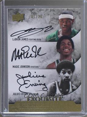 2012-13 Upper Deck Exquisite Collection - Exquisite Endorsements Triple #EE3-JJE - LeBron James, Magic Johnson, Julius Erving /10 [Noted]