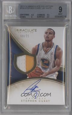 2013-14 Panini Immaculate Collection - [Base] #154 - Patch Autographs - Stephen Curry /75 [BGS 9 MINT]