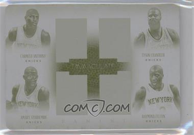 2013-14 Panini Immaculate Collection - Quad Materials - Printing Plate Yellow #9 - Amar'e Stoudemire, Carmelo Anthony, Raymond Felton, Tyson Chandler /1