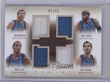 2013-14 Panini Immaculate Collection - Quad Materials #3 - Dirk Nowitzki, Jose Calderon, Monta Ellis, Vince Carter /25