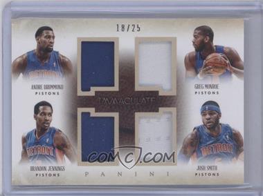 2013-14 Panini Immaculate Collection - Quad Materials #4 - Andre Drummond, Brandon Jennings, Greg Monroe, Josh Smith /25