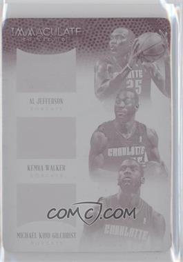 2013-14 Panini Immaculate Collection - Trios Materials - Printing Plate Magenta #4 - Al Jefferson, Kemba Walker, Michael Kidd-Gilchrist /1