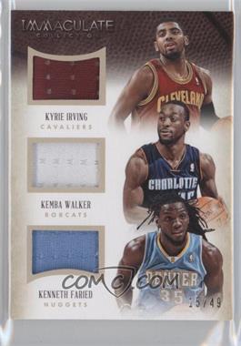2013-14 Panini Immaculate Collection - Trios Materials #32 - Kyrie Irving, Kemba Walker, Kenneth Faried /49