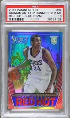 2013-14 Panini Select - Red Hot - Blue Prizm #34 - Giannis Antetokounmpo /49 [PSA 10 GEM MT]