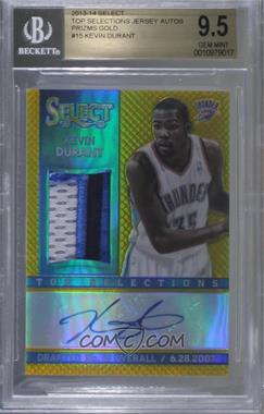 2013-14 Panini Select - Top Selections Jersey Autograph - Gold Prizm #15 - Kevin Durant /10 [BGS 9.5 GEM MINT]