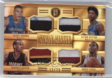 2014-15 Panini Gold Standard - Newly Minted Memorabilia Quads #NMQ-AES - Aaron Gordon, Elfrid Payton, James Ennis, Shabazz Napier /25