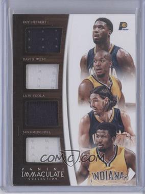 2014-15 Panini Immaculate Collection - Quad Relics #Q-IND - Roy Hibbert, David West, Luis Scola, Solomon Hill /35