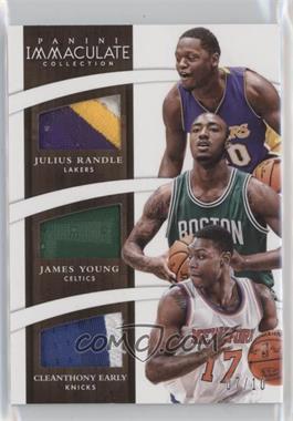 2014-15 Panini Immaculate Collection - Trio Relics - Prime #T-JJC - Julius Randle, James Young, Cleanthony Early /10