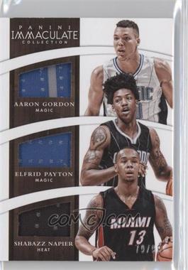 2014-15 Panini Immaculate Collection - Trio Relics #T-AES - Aaron Gordon, Elfrid Payton, Shabazz Napier /99