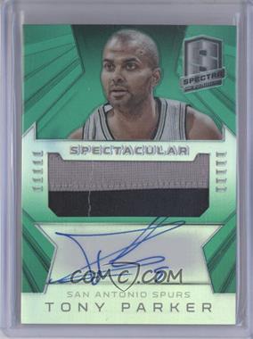 2014-15 Panini Spectra - Spectacular Swatch Signatures - Green Prizm #SS-TP - Tony Parker /5