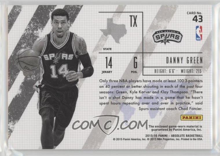 2015 16 Panini Absolute Frequent Flyer Materials 43 Danny Green 99