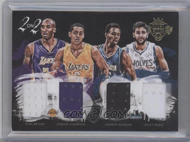 2015-16 Panini Court Kings - 2 on 2 Quad Memorabilia #15 - Kobe Bryant, Jordan Clarkson, Andrew Wiggins, Ricky Rubio /99