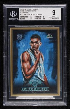 2015-16 Panini Court Kings - Rookie Portraits - Sapphire #3 - Karl-Anthony Towns /25 [BGS 9 MINT]
