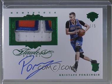 2015-16 Panini Flawless - Momentous Autographed Memorabilia - Emerald #MM-KP - Kristaps Porzingis /5