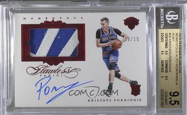 2015-16 Panini Flawless - Momentous Autographed Memorabilia - Ruby #MM-KP - Kristaps Porzingis /15 [BGS 9.5 GEM MINT]