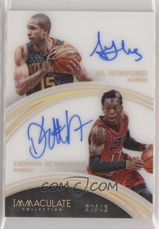 2015 16 Panini Immaculate Collection Dual Autographs 46 Al Horford Dennis Schroder 49