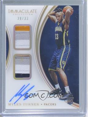 2015-16 Panini Immaculate Collection - Dual Patch Autographs - Jersey Number #DPA-MTU - Myles Turner /33