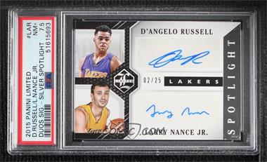 2015-16 Panini Limited - Limited Duos Signatures - Spotlight Silver #LD-LAR - D'Angelo Russell, Larry Nance Jr. /25 [PSA 7.5 NM+]
