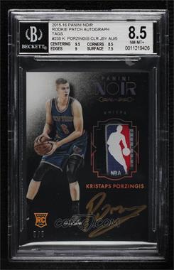 2015-16 Panini Noir - [Base] - Parallel #235 - Auto Tags Color Rookies - Kristaps Porzingis /5 [BGS 8.5 NM‑MT+]