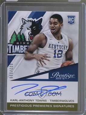 2015-16 Panini Prestige Prestigious Premieres Signatures #PPS-KA Karl-Anthony Towns /299