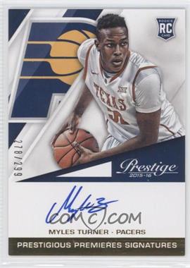 2015-16 Panini Prestige - Prestigious Premieres Signatures #PPS-MT - Myles Turner /299