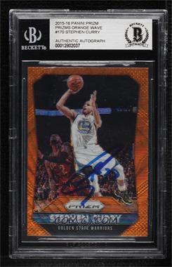 2015-16 Panini Prizm - [Base] - Orange Wave Prizm #170 - Stephen Curry [BAS BGS Authentic]