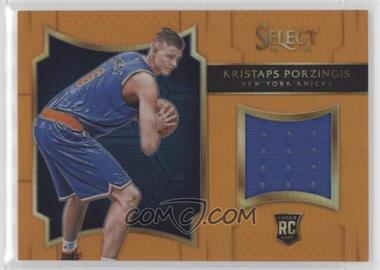 2015-16 Panini Select - Rookie Swatches - Orange Prizm #22 - Kristaps Porzingis /60