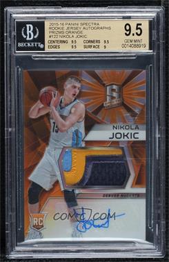 2015-16 Panini Spectra - [Base] - Orange Prizm #122 - Rookie Jerseys Autographs - Nikola Jokic /25 [BGS 9.5 GEM MINT]