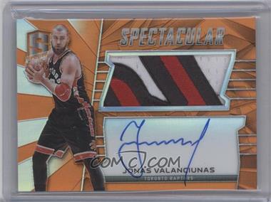 2015-16 Panini Spectra - Spectacular Swatch Signatures - Orange Prizm #SS-JV - Jonas Valanciunas /25