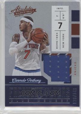 2016-17 Panini Absolute - Frequent Flyer Materials #34 - Carmelo Anthony /149