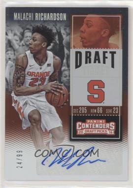 2016-17 Panini Contenders Draft Picks - [Base] - Draft Ticket #128.2 - College Ticket Variation - Malachi Richardson (White Jersey) /99