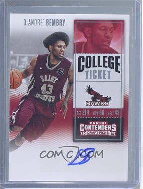 2016-17 Panini Contenders Draft Picks - [Base] #118.1 - College Ticket - DeAndre' Bembry (Red Jersey)
