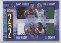 Dennis Schroder, Isaiah Thomas, Jae Crowder, Paul Millsap #/99