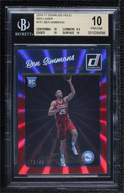 2016-17 Panini Donruss - [Base] - Red Holo Laser #151 - Rookies - Ben Simmons /99 [BGS 10 PRISTINE]