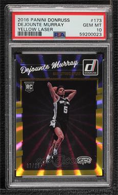 2016-17 Panini Donruss - [Base] - Yellow Holo Laser #173 - Rookies - Dejounte Murray /25 [PSA 10 GEM MT]