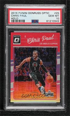 2016-17 Panini Donruss Optic - [Base] - Holo Silver Prizm #25 - Chris Paul [PSA 10 GEM MT]