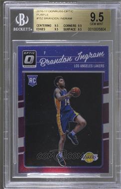 2016-17 Panini Donruss Optic - [Base] - Purple Prizm #152 - Brandon Ingram [BGS 9.5 GEM MINT]