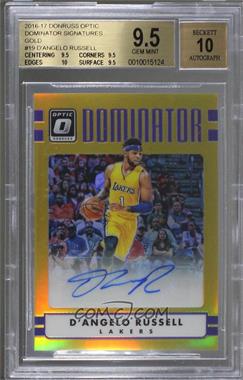 2016-17 Panini Donruss Optic - Dominator Signatures - Gold Prizm #19 - D'Angelo Russell /10 [BGS 9.5 GEM MINT]