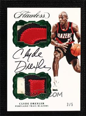 2016-17 Panini Flawless - Dual Patch Autographs - Emerald #DPA-CDR - Clyde Drexler /5
