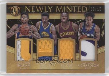 2016-17 Panini Gold Standard - Newly Minted Memorabilia Quads - Black #15 - Brandon Ingram, Damian Jones, Kay Felder, Malachi Richardson /15