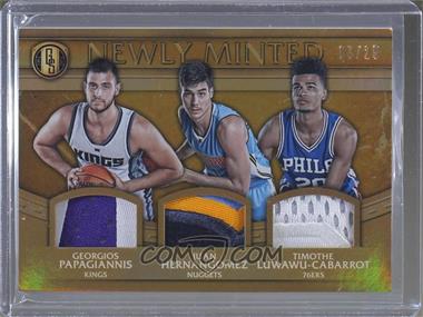 2016-17 Panini Gold Standard - Newly Minted Memorabilia Triples #12 - Georgios Papagiannis, Juan Hernangomez, Timothe Luwawu-Cabarrot /25